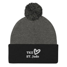 Load image into Gallery viewer, TKE White Logo Pom-Pom Beanie
