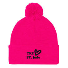 Load image into Gallery viewer, TKE Black Logo Pom-Pom Beanie
