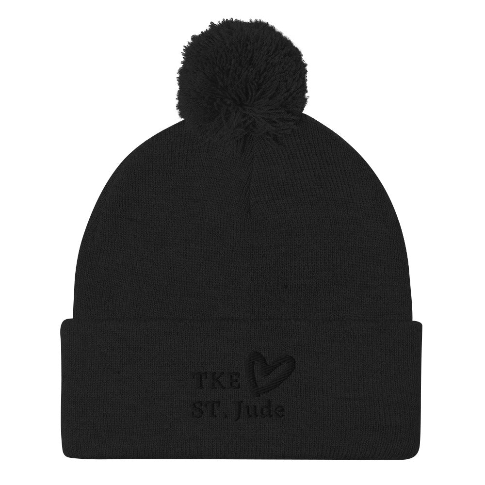 TKE Black Logo Pom-Pom Beanie