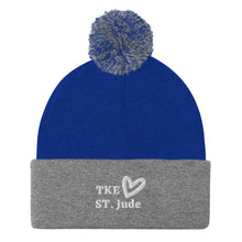 Load image into Gallery viewer, TKE White Logo Pom-Pom Beanie
