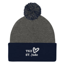 Load image into Gallery viewer, TKE White Logo Pom-Pom Beanie
