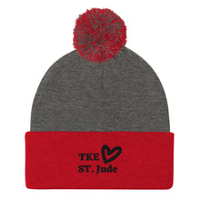 Load image into Gallery viewer, TKE Black Logo Pom-Pom Beanie
