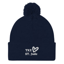 Load image into Gallery viewer, TKE White Logo Pom-Pom Beanie
