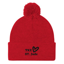 Load image into Gallery viewer, TKE Black Logo Pom-Pom Beanie
