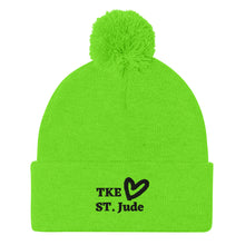 Load image into Gallery viewer, TKE Black Logo Pom-Pom Beanie
